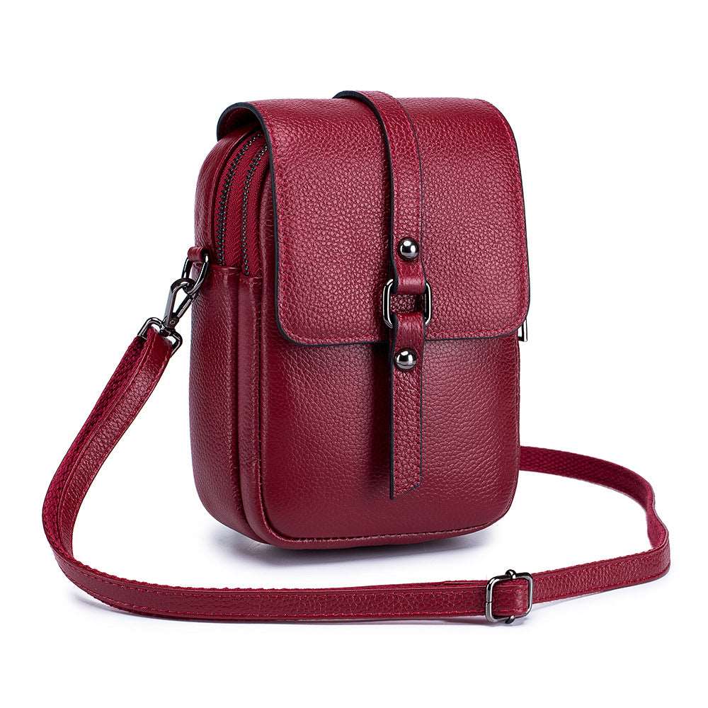 Women's Top Layer Leather Compact Shoulder Bag - Classic Leather Bag