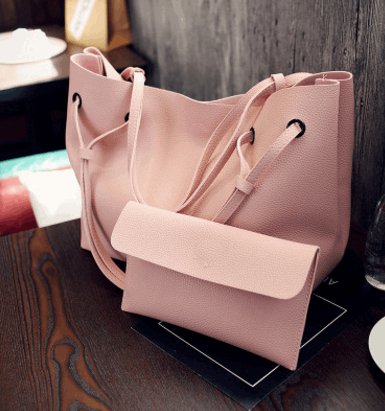 Women's Two-Piece Shoulder Tote Bag and Clutch - Classic Leather Bag