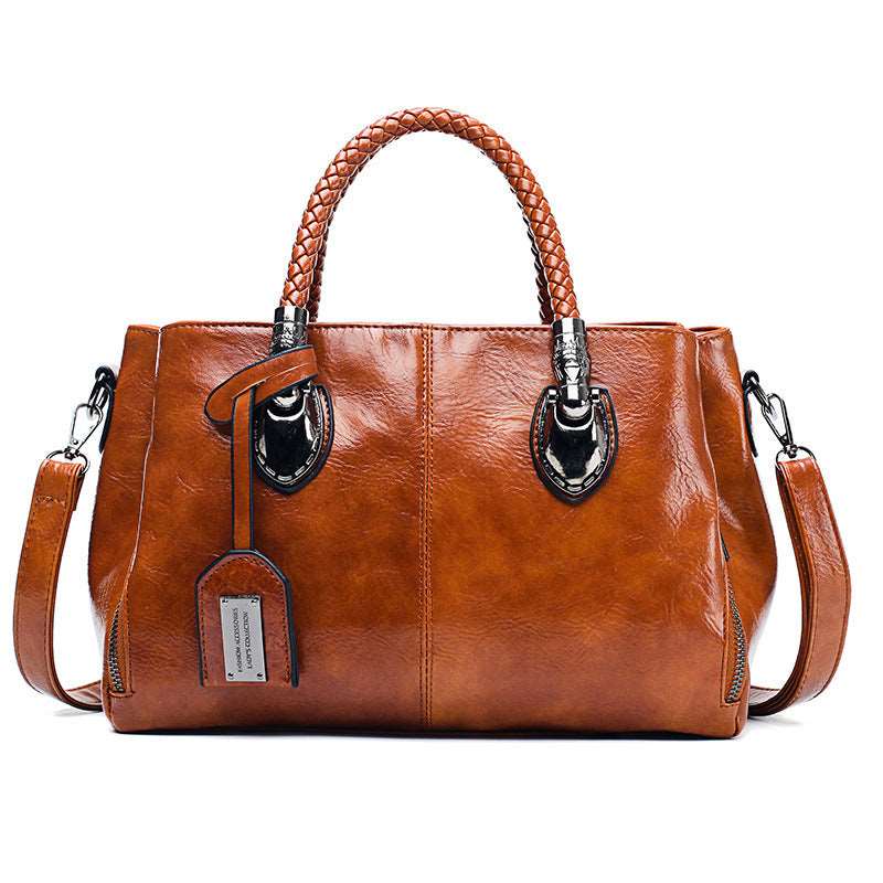 Women's Vintage Leather Handbag - Classic Leather Bag